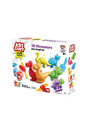 03995 Art Craft 3D Dinozorlar Hamur Set 168 Gr -Fentoys Kız Erkek Çocuk Oyuncak Eğitici Oyuncaklar