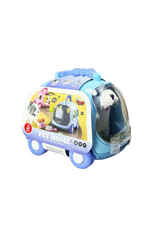 JND-6802 Taşıma Araba Çantalı Hareketli Pilli Köpek Set -Vardem Oyuncak Kız Erkek Çocuk Oyuncak Eğit