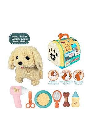 JND-3615 Taşıma Çantalı Hareketli Pilli Köpek Set (Pet Shop) -Vardem Oyuncak Kız Erkek Çocuk Oyuncak