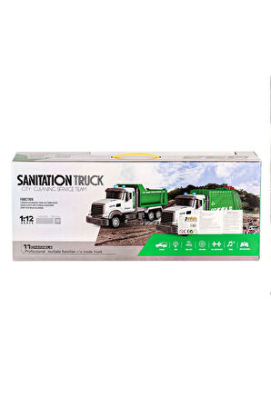 A8196-QH9003-1-2 Kumandalı Sesli ve Işıklı Çöp Kamyonu 1:12 Kız Erkek Çocuk Oyuncak Eğitici Oyuncakl