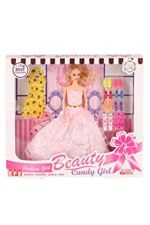 207 Ayakkabı Setli Candy Girl Bebek -Efe Toys Kız Erkek Çocuk Oyuncak Eğitici Oyuncaklar