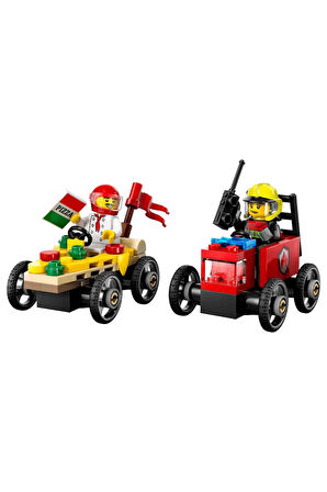 LEGO City Pizza Arabası İtfaiye Kamyonuna Karşı Yarış Arabası Paketi 60458 Kız Erkek Çocuk Oyuncak E
