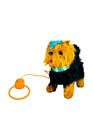 PFT-B267 PELUŞ TASMALI YÜRÜYEN KÖPEK MAVİ -VRD Kız Erkek Çocuk Oyuncak Eğitici Oyuncaklar