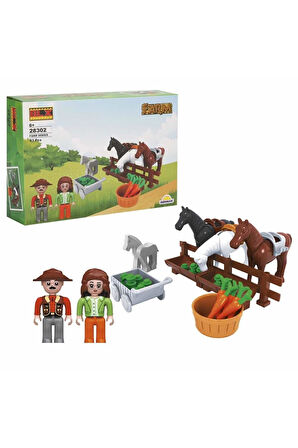 S00028302 FARM SET ATLAR 2FGR 93 PRÇ LEGO -SUN Kız Erkek Çocuk Oyuncak Eğitici Oyuncaklar