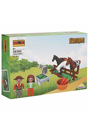 S00028302 FARM SET ATLAR 2FGR 93 PRÇ LEGO -SUN Kız Erkek Çocuk Oyuncak Eğitici Oyuncaklar