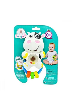 URT041-005 BABYCİM NEŞELİ SES IŞIK İNEK ÇINGIRAK Kız Erkek Çocuk Oyuncak Eğitici Oyuncaklar