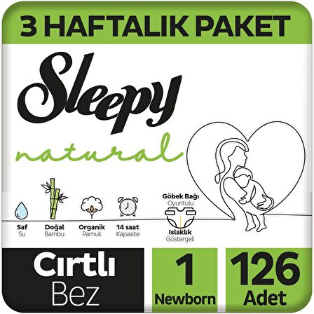 Sleepy Natural 1 Numara Yenidoğan 126'lı Cırtlı Bez