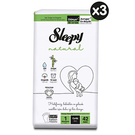 Sleepy Natural 1 Numara Yenidoğan 126'lı Cırtlı Bez