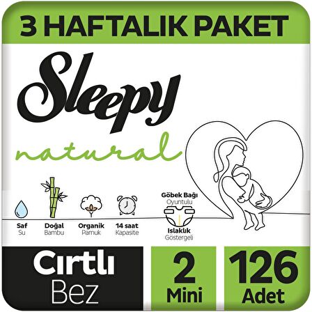 Sleepy Natural 2 Numara Mini 126'lı Cırtlı Bez