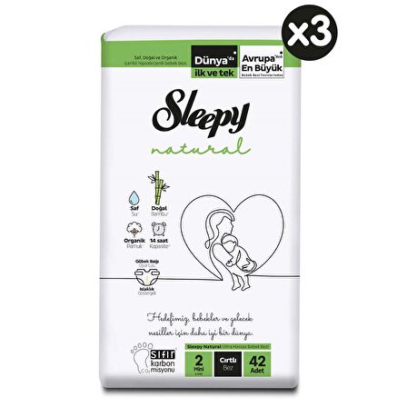 Sleepy Natural 2 Numara Mini 126'lı Cırtlı Bez