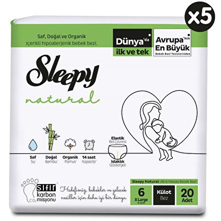 Sleepy Natural Büyük Fırsat Paketi Külot Bez 6 Numara Xlarge 100'lı