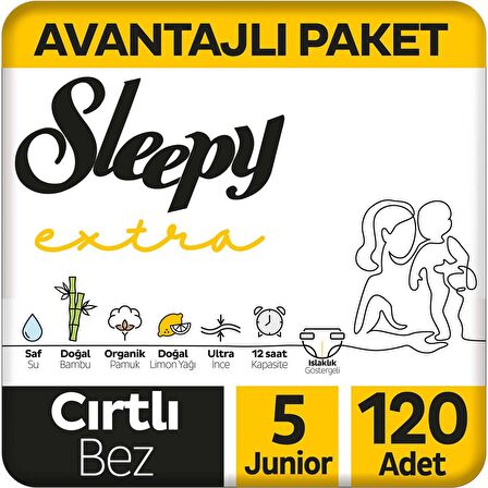 Sleepy Extra 5 Numara Junior 120'li Cırtlı Bez