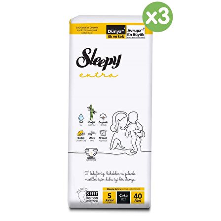 Sleepy Extra 5 Numara Junior 120'li Cırtlı Bez