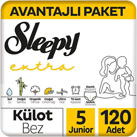 Sleepy Extra Günlük Aktivite Avantajlı Paket Külot Bez 5 Numara Junior 120 Adet