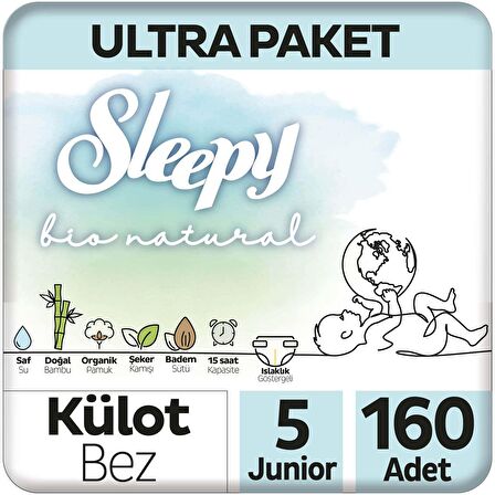 Sleepy Bio Natural 5 Numara Junior 160'lı Külot Bez