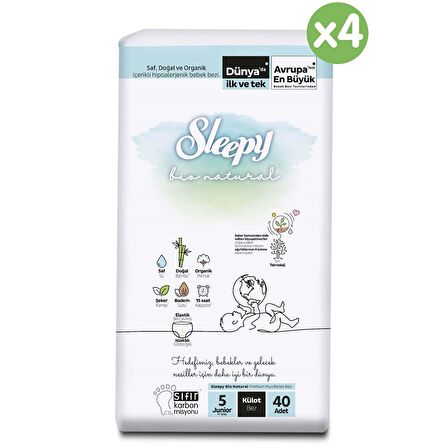 Sleepy Bio Natural 5 Numara Junior 160'lı Külot Bez