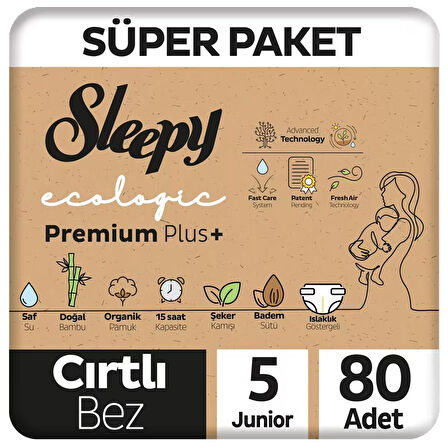 Sleepy Ecologic Premium Plus Süper Paket Bebek Bezi 5 Numara Junior 80 Adet