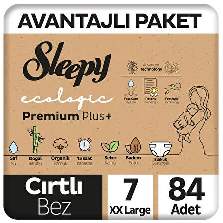 Sleepy Ecologic Premium Plus Avantajlı Paket Bebek Bezi 7 Numara Xxlarge 84 Adet