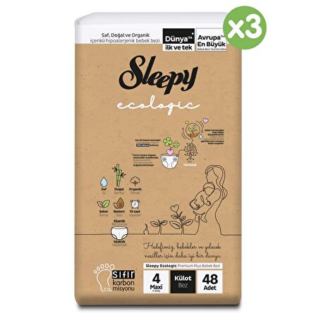 Sleepy Ecologic Avantajlı Paket Külot Bez 4 Numara Maxi 144'lü