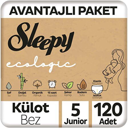 Sleepy Ecologic Avantajlı Paket Külot Bez 5 Numara Junior 120'li
