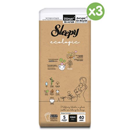 Sleepy Ecologic Avantajlı Paket Külot Bez 5 Numara Junior 120'li