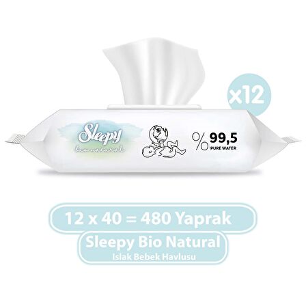 Sleepy Bio Natural Islak Bebek Havlusu 12x40 (480 Yaprak)