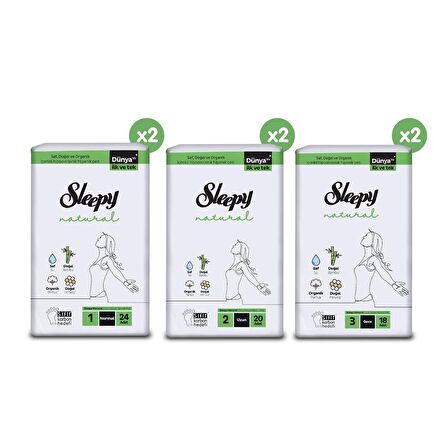 Sleepy Natural Ultra Normal Hijyenik Ped 48 Adet + Uzun 40 Adet + Gece 36 Adet