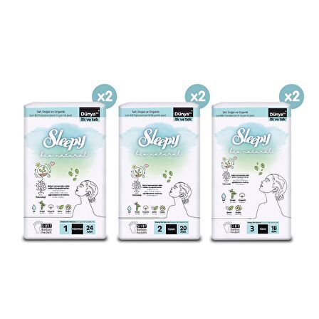 Sleepy Bio Natural Normal Hijyenik Ped 48 Adet + Uzun 40 Adet + Gece 36 Adet