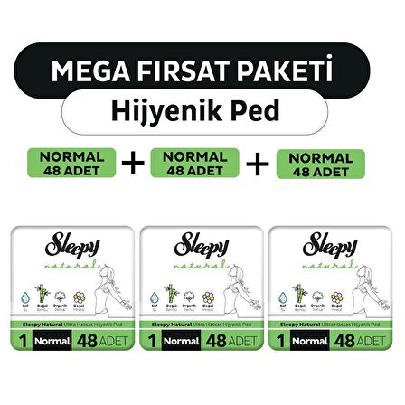 Sleepy Natural Ultra Hassas Hijyenik Ped Mega Fırsat Paketi Normal 144 Adet