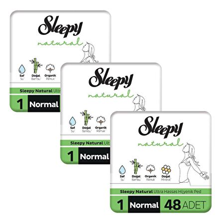 Sleepy Natural Ultra Hassas Hijyenik Ped Mega Fırsat Paketi Normal 144 Adet