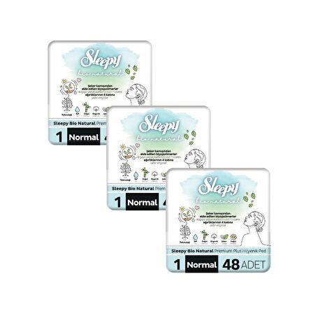 Sleepy Bio Natural Premium Plus Hijyenik Ped Mega Fırsat Paketi Normal 144 Adet