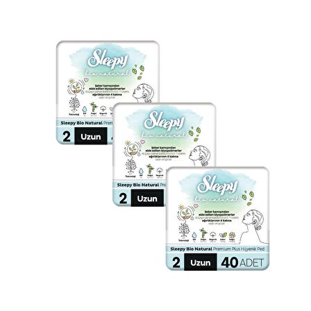 Sleepy Bio Natural Premium Plus Hijyenik Ped Mega Fırsat Paketi Uzun 120 Adet