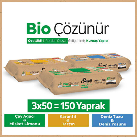 Sleepy Bio Çözünür Yüzey Temizlik Havlusu Karma Paket 3x50 (150 Yaprak)