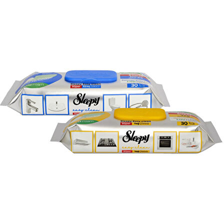 Sleepy Easy Clean Süper Yağ Çözücü&Kireç Sökücü Havlu Karma Paket 2x30 (60 Yaprak)