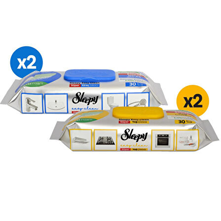 Sleepy Easy Clean Süper Yağ Çözücü&Kireç Sökücü Havlu Karma Paket 4x30 (120 Yaprak)