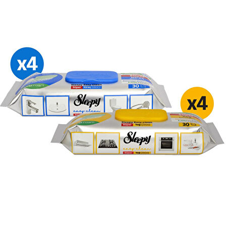 Sleepy Easy Clean Süper Yağ Çözücü&Kireç Sökücü Havlu Karma Paket 8x30 (240 Yaprak)