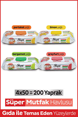 Sleepy Easy Clean Süper Mutfak Havlusu Karma Paket 4x50 (200 Yaprak)