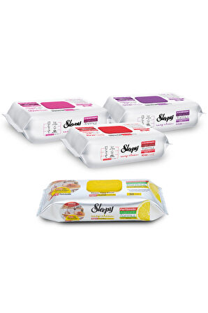 Sleepy Easy Clean Çiçek Serisi&Limon Yağlı Süper Mutfak Yüzey Temizlik Havlusu&Mendili(3x100+50)