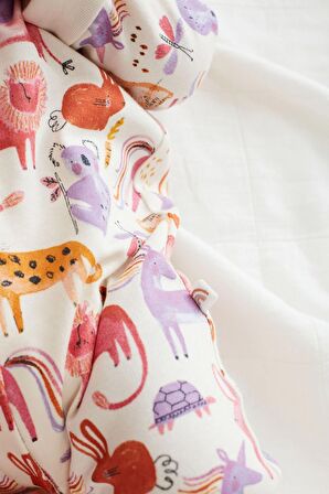 % 100 Pamuklu Pink Unicorn 3’lü Tulum Set