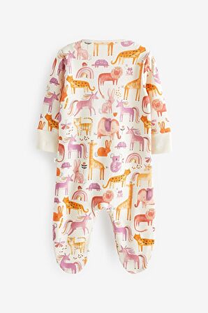 % 100 Pamuklu Pink Unicorn 3’lü Tulum Set