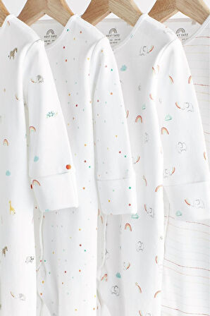 Next Baby % 100 Pamuk 4'lü Baskılı Uzun Kollu Uyku Tulumu