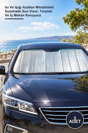 3 Adet Oto Ön Cam Güneşliği – Isı Ve Işığı Azaltan Windshield Sunshade Sun Visor, Torpido Ve İç Mekan Koruyucu