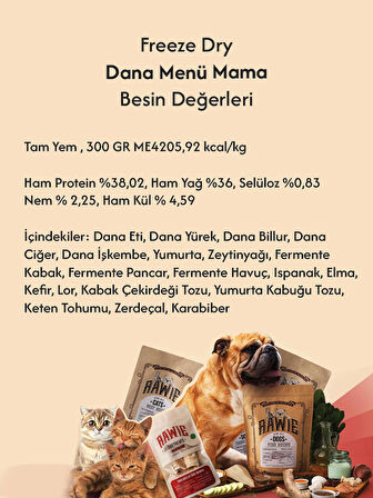 DANA MENÜ KÖPEK MAMASI, FREEZE DRY, %100 DOĞAL, KATKISIZ