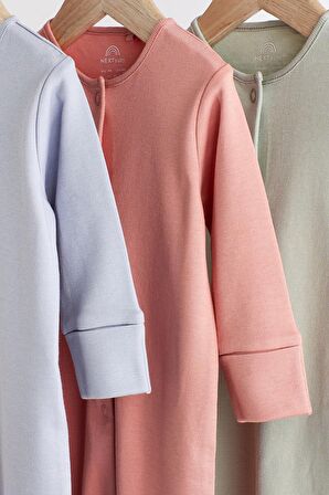 % 100 Pamuklu Düz Pastel 3’lü Tulum Set