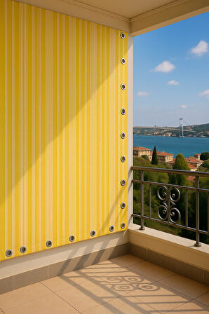 GENCER Home Balkon Perdesi Kuş Gözü Ölçü Seçenekli Sarı İnce