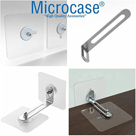 Microcase Güçlü Plastik Yapışkanlı Paslanmaz Şeffaf Çok Amaçlı Fonksiyonel Ayarlanabilir Dolap Raf Eşya Sabitleme Aparatı 1 Adet - ŞEFFAF AL5019