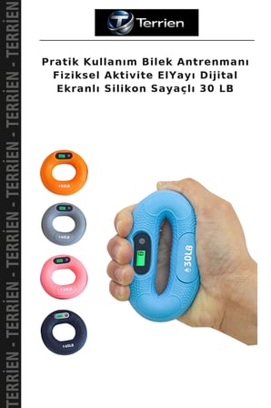 Pratik Kullanım Bilek Antrenmanı Fiziksel Aktivite ElYayı Dijital Ekranlı Silikon Sayaçlı 30 LB