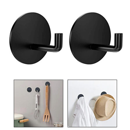 Microcase  Yapışkanlı  Paslanmaz Çelik Banyo Mutfak Eşya Havlu Vb Metal Askılık Yuvarlak Tasarım -GÜMÜŞ AL4935 2 Adet