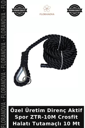 Özel Üretim Direnç Aktif Spor ZTR-10M Crosfit Halatı Tutamaçlı 10 Mt