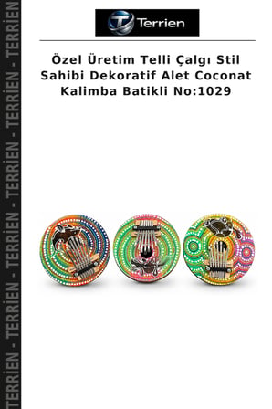 Özel Üretim Telli Çalgı Stil Sahibi Dekoratif Alet Coconat Kalimba Batikli No:1029